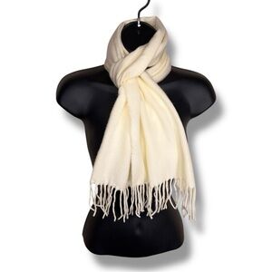 Ivory Cashmink Scarf Fringe Accent Neutral Soft Classic Comfortable